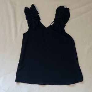 Black ruffle tank